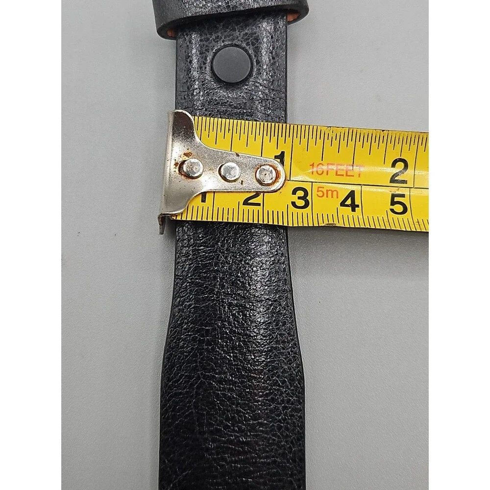 Men's Black Asian Buffalo Crescent Leather Belt Handcrafted In USA 46
